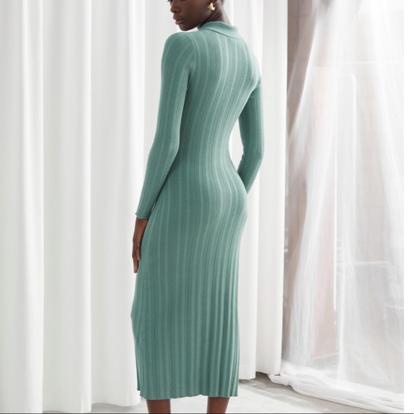 Fitted Cut Out Midi Rib Dress 